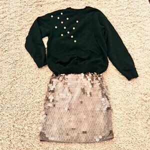 NWOT!  H&M Oversize Custom Beading Design Sweatshirt - Size XS